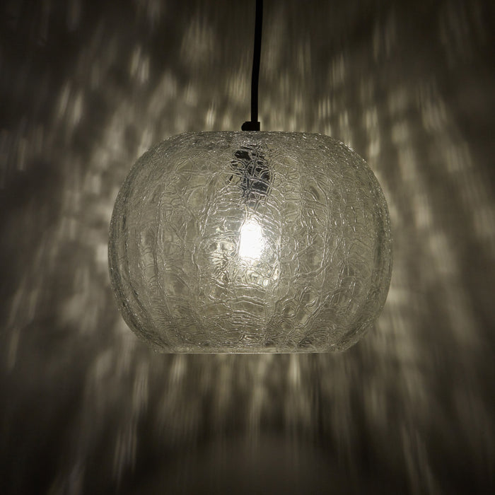 9.75" W Scottie Glam Clear Textured Glass & Black Metal Globe Shade Pendant Light