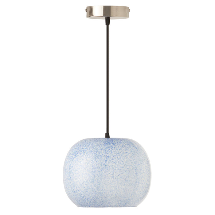 9.8" W Betty Glam Handblown Blue & White Globe Shade Pendant-On