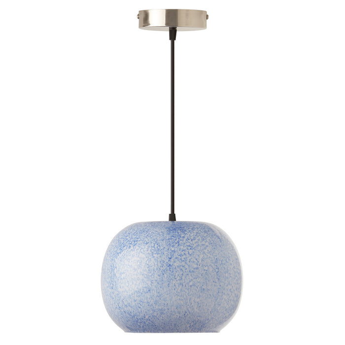 9.8" W Betty Glam Handblown Blue & White Globe Shade Pendant-Off