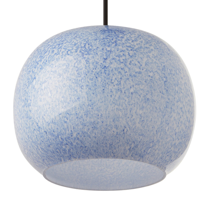 9.8" W Betty Glam Handblown Blue & White Globe Shade Pendant. Shade closeup-Off