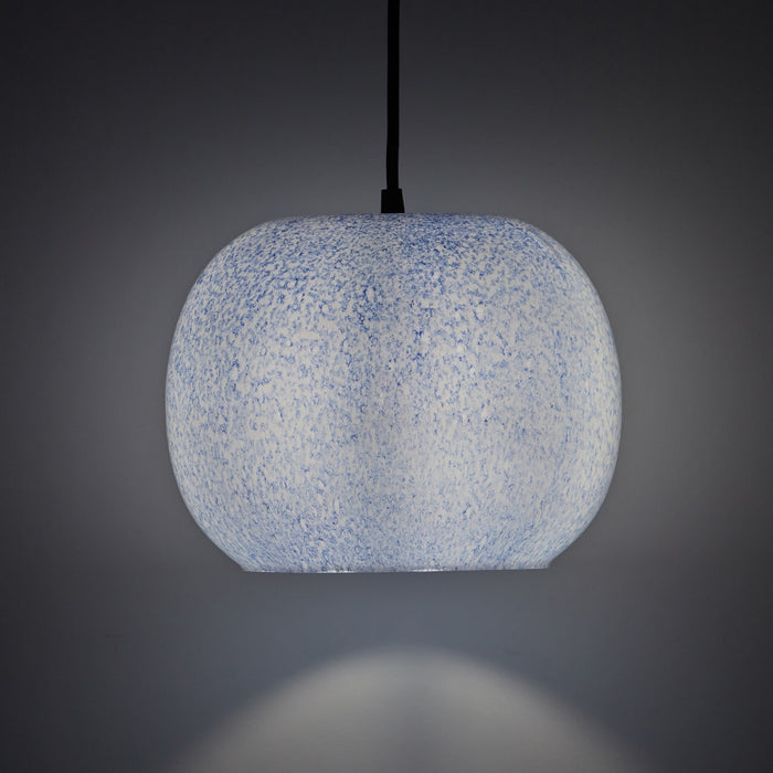 9.8" W Betty Glam Handblown Blue & White Globe Shade Pendant