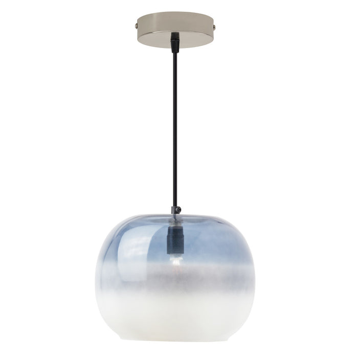 9.8" W Danielle Glam Blue/White Ombre Glass Globe Shade Pendant Light-On