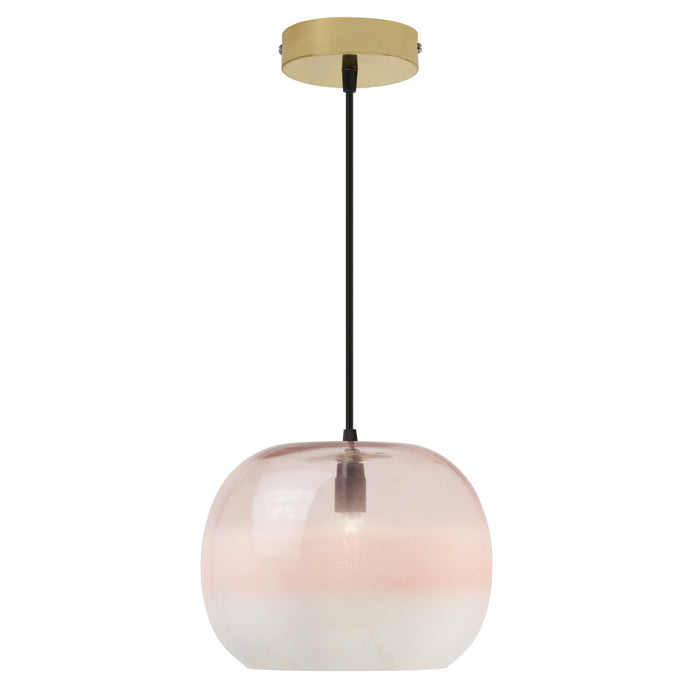 9.8" W Danielle Glam Pink/White Ombre Glass Globe Shade Pendant Light-On