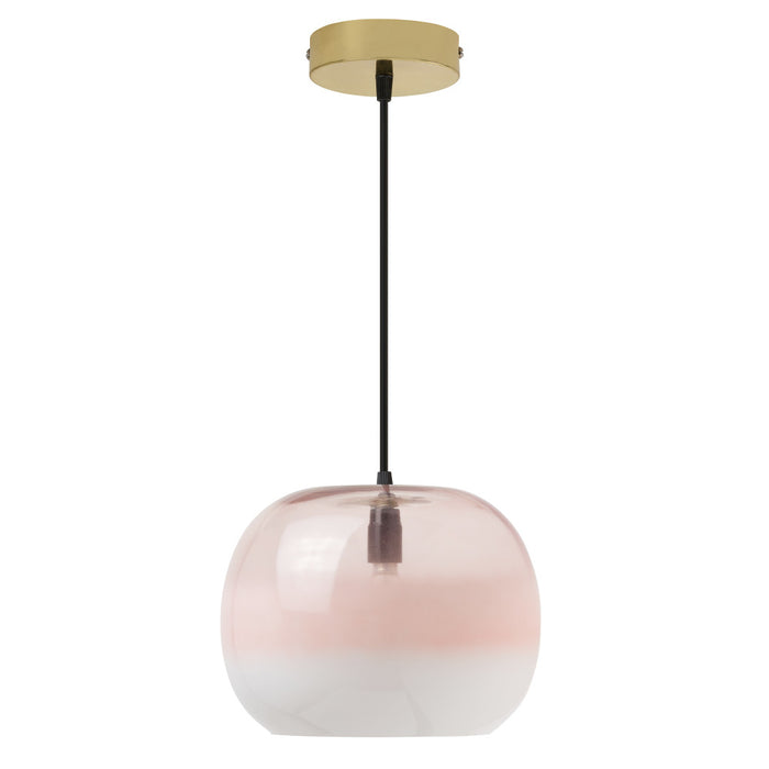9.8" W Danielle Glam Pink/White Ombre Glass Globe Shade Pendant Light-Off