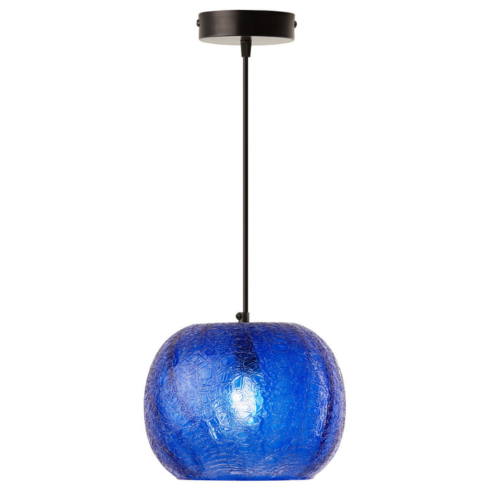 9.8" W Marley Glam Blue Handblown Glass Globe Shade Pendant Light-On