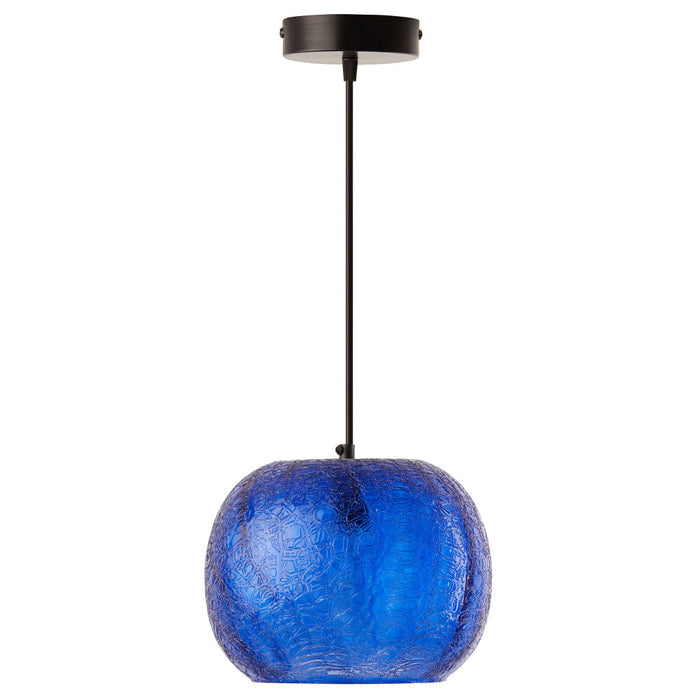 9.8" W Marley Glam Blue Handblown Glass Globe Shade Pendant Light-Off
