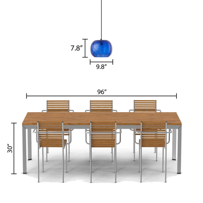 9.8" W Marley Glam Blue Handblown Glass Globe Shade Pendant Light