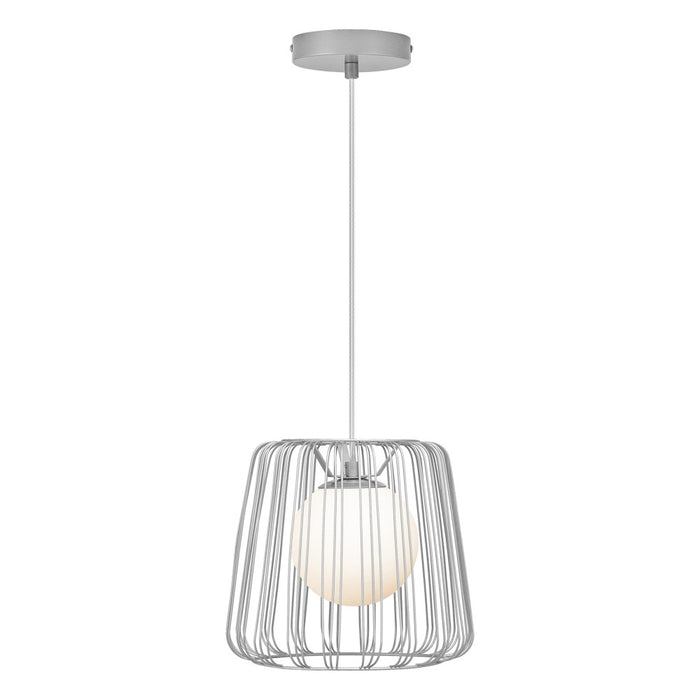 9.875"W Lucai Caged Globe Shade Pendant Light-On