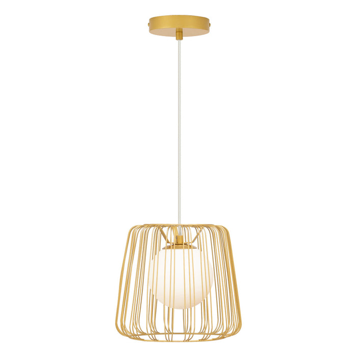 9.875"W Lucai Caged Globe Shade Pendant Light-On