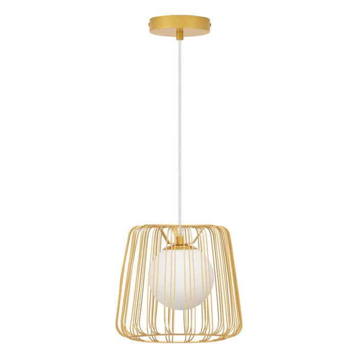 9.875"W Lucai Caged Globe Shade Pendant Light-Off