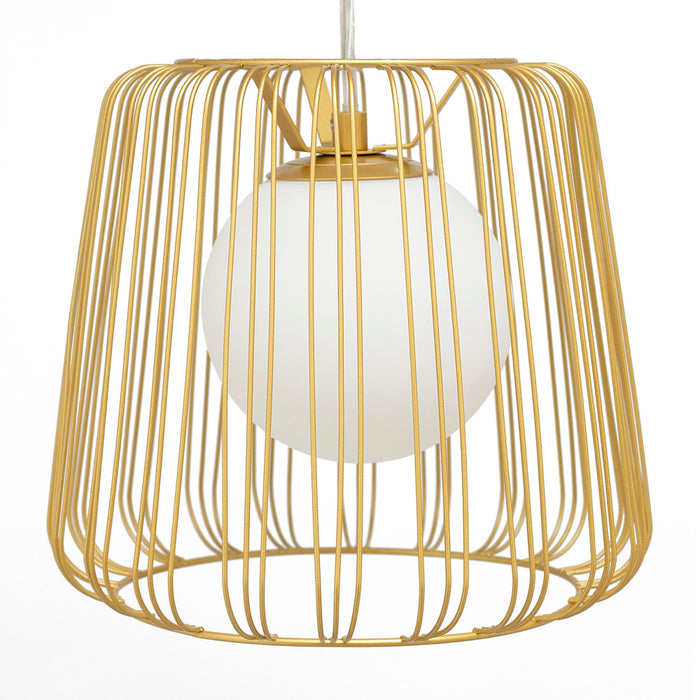 9.875"W Lucai Caged Globe Shade Pendant Light. Shade closeup-On