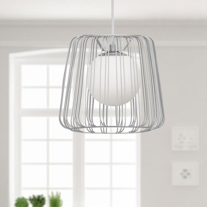 9.875"W Lucai Caged Globe Shade Pendant Light