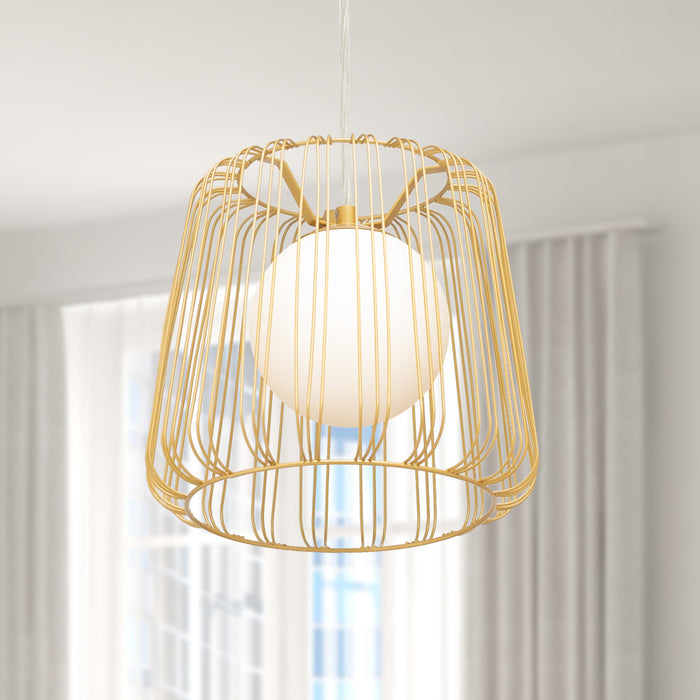 9.875"W Lucai Caged Globe Shade Pendant Light