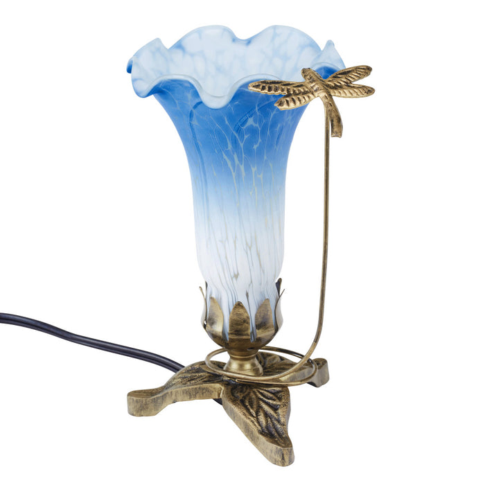 9"H Handpainted Glass Dragonfly Lily Lamp-Off