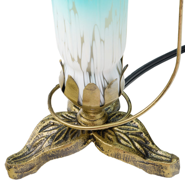 9"H Handpainted Glass Dragonfly Lily Lamp