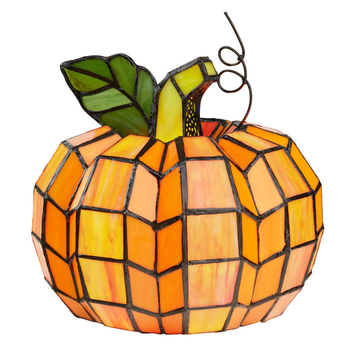 9"H Patch the Pumpkin Stained Glass Accent Lamp-On