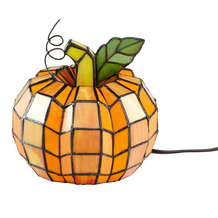 9"H Patch the Pumpkin Stained Glass Accent Lamp-On