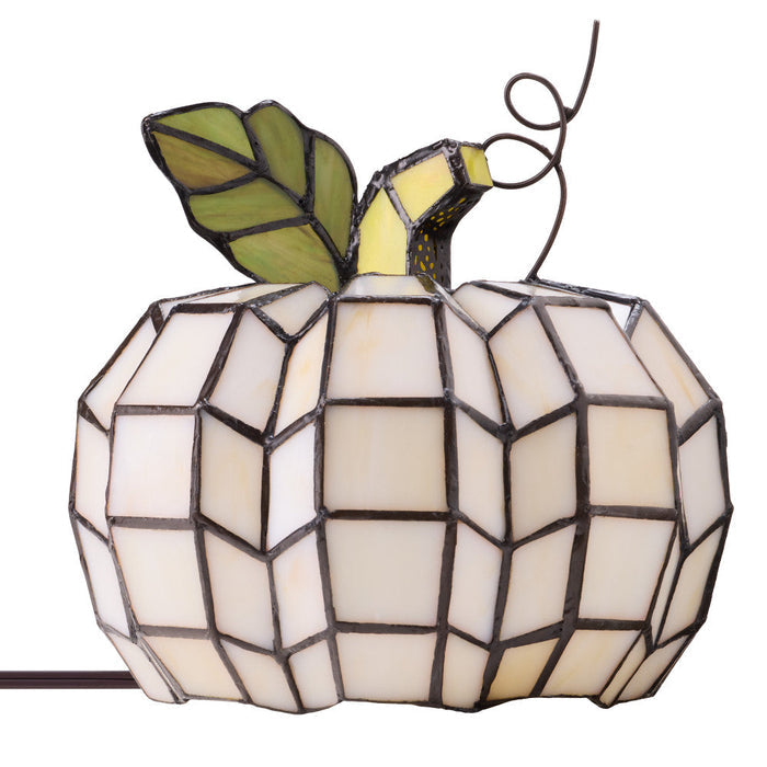 9"H Patch the Pumpkin Stained Glass Accent Lamp -Straight-On. Off