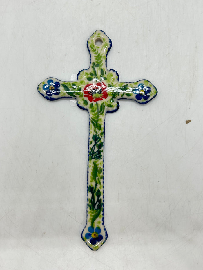 Narrow Kalich Cross - Green and Red Rose