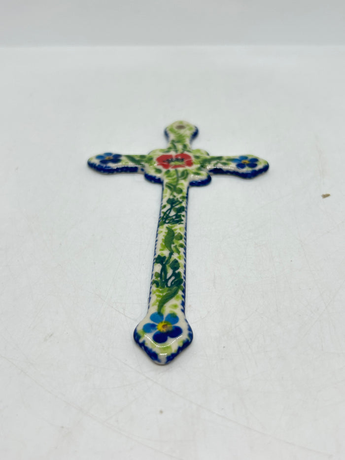 Narrow Kalich Cross - Green and Red Rose