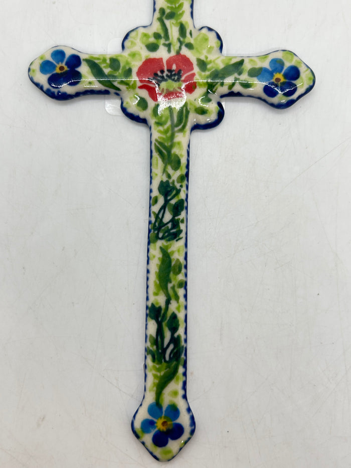 Narrow Kalich Cross - Green and Red Rose
