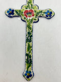 Narrow Kalich Cross - Green and Red Rose