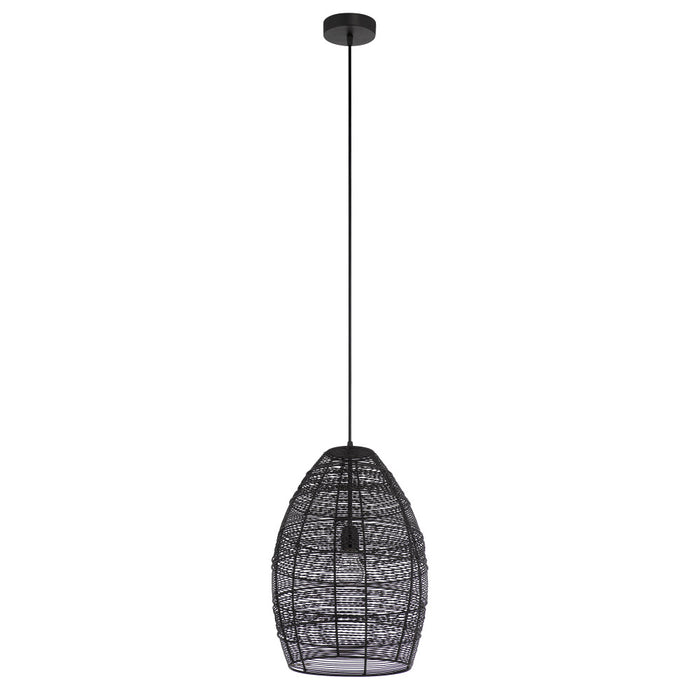 Alessia Black Metal Cone-Shaped Woven Pendant Lamp-Off