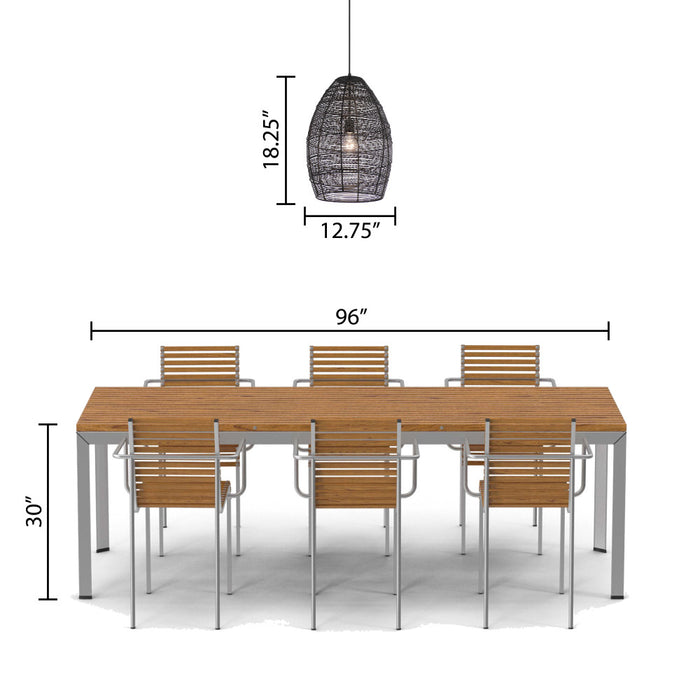 Alessia Black Metal Cone-Shaped Woven Pendant Lamp