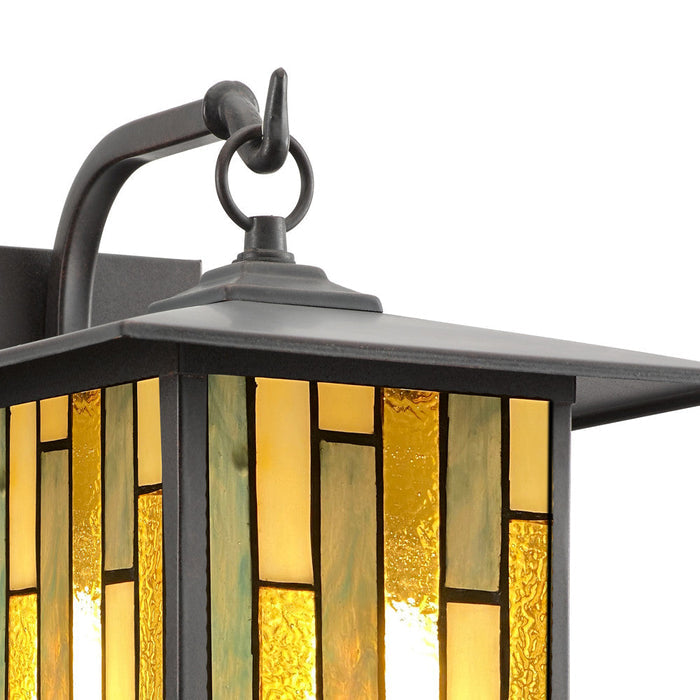 Amber Stained Glass and Oil Rubbed Bronze 1-Light Outdoor Lantern Wall Sconce