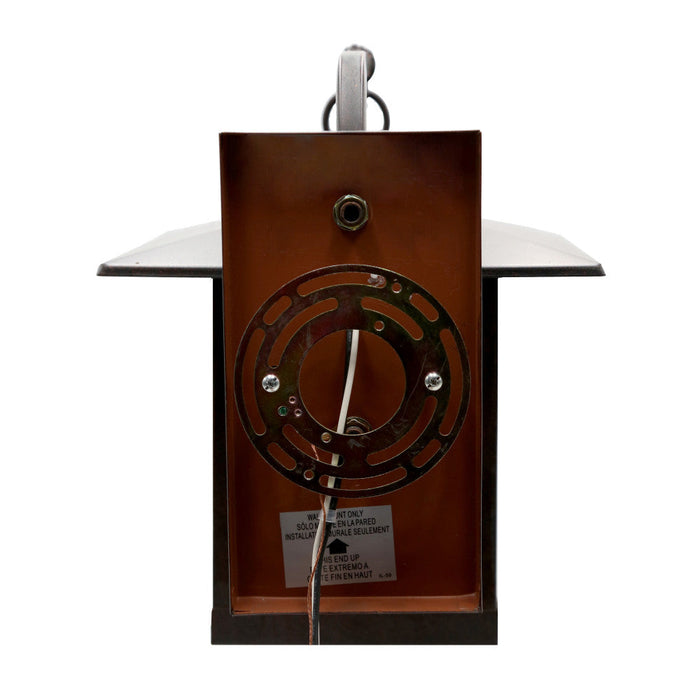 Amber Stained Glass and Oil Rubbed Bronze 1-Light Outdoor Lantern Wall Sconce. Back view