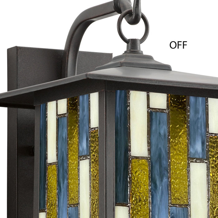 Amber Stained Glass and Oil Rubbed Bronze 1-Light Outdoor Lantern Wall Sconce