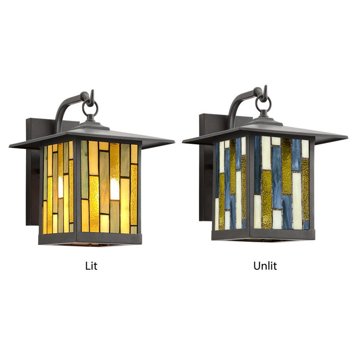Amber Stained Glass and Oil Rubbed Bronze 1-Light Outdoor Lantern Wall Sconce