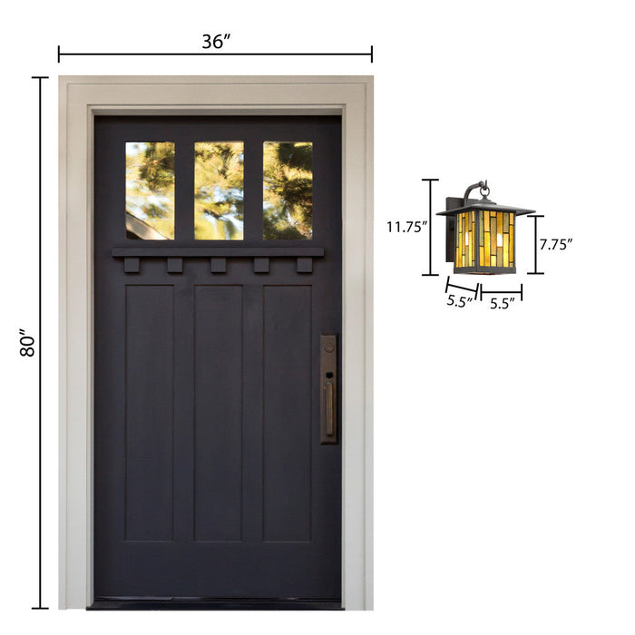 Amber Stained Glass and Oil Rubbed Bronze 1-Light Outdoor Lantern Wall Sconce