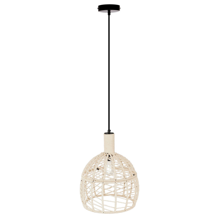 Anders 12.75"W Black and White Bell Pendant Light-On
