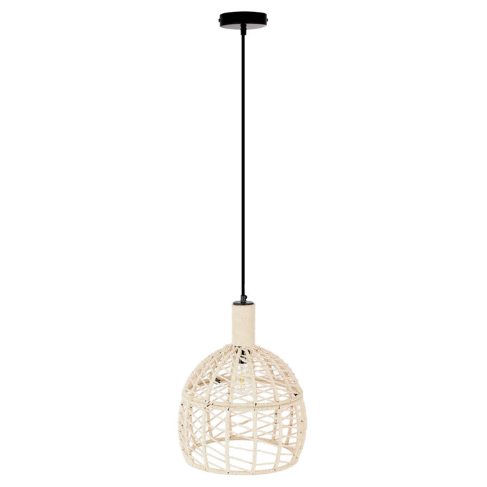 Anders 12.75"W Black and White Bell Pendant Light-Off