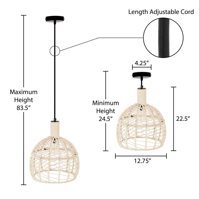 Anders 12.75"W Black and White Bell Pendant Light