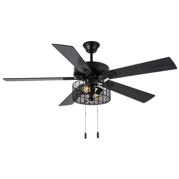 Aria Black 52 in. Ceiling Fan With 2 LED Lights-On