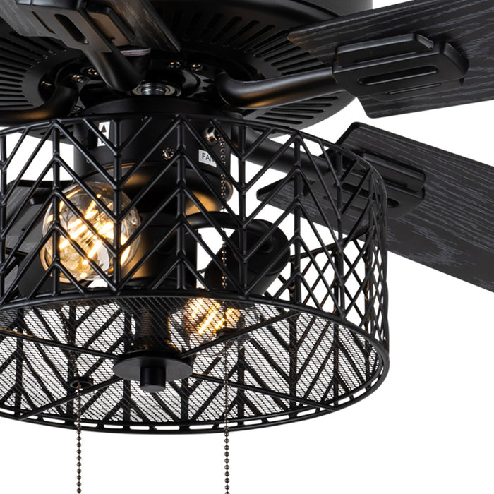 Aria Black 52 in. Ceiling Fan With 2 LED Lights. Shade closeup-On