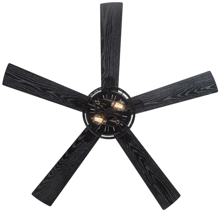 Aria Black 52 in. Ceiling Fan With 2 LED Lights. Straight-on view-On