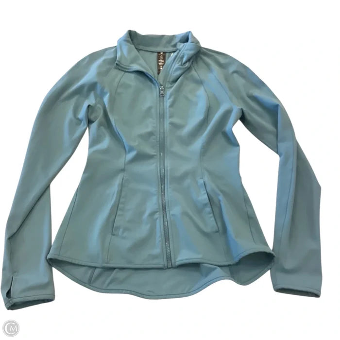 Athletic Jacket By Yogalicious In Blue & Grey, Size: M