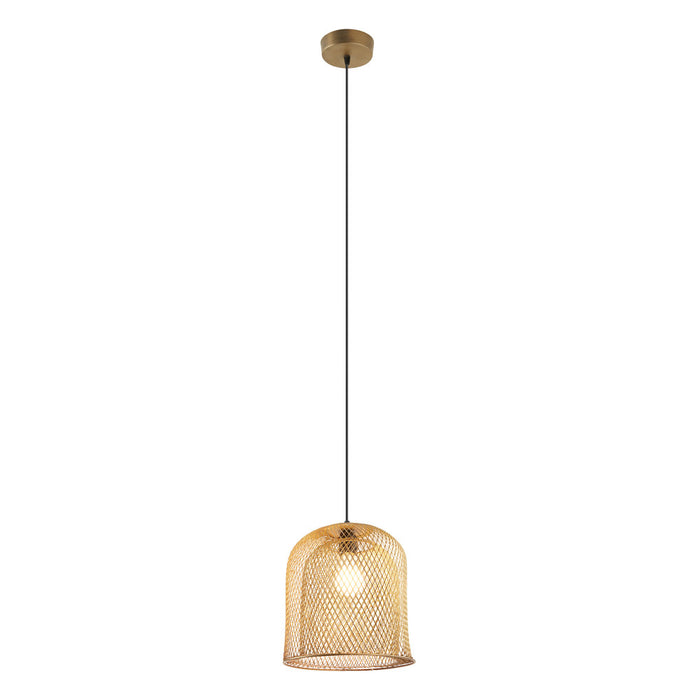 Azure Gold Bell-Shaped Pendant Lamp-On