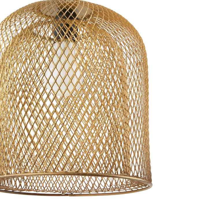 Azure Gold Bell-Shaped Pendant Lamp. Shade closeup-Off