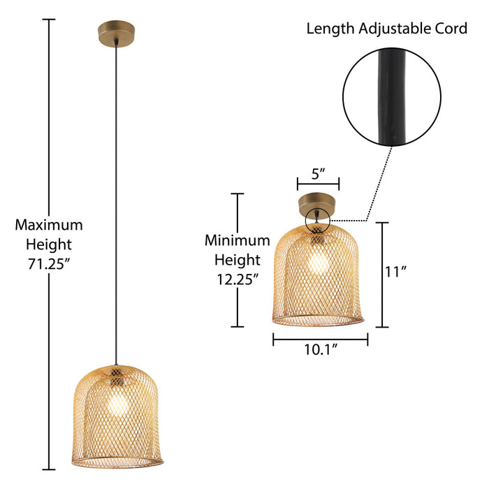 Azure Gold Bell-Shaped Pendant Lamp