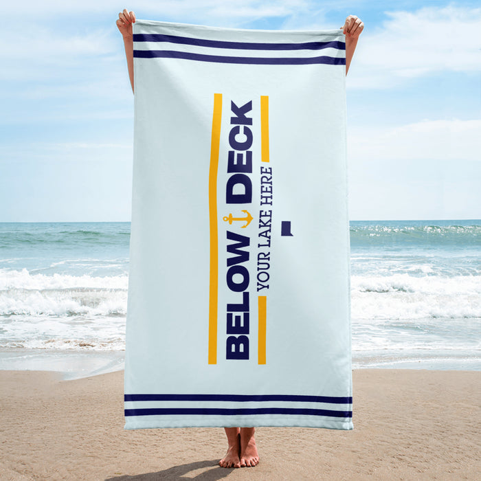 Below Deck Beach Towel Personalized Lake