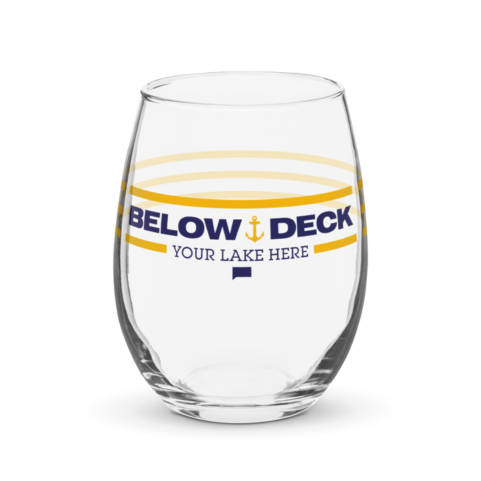 Below Deck Wine Glass Personalized Lake