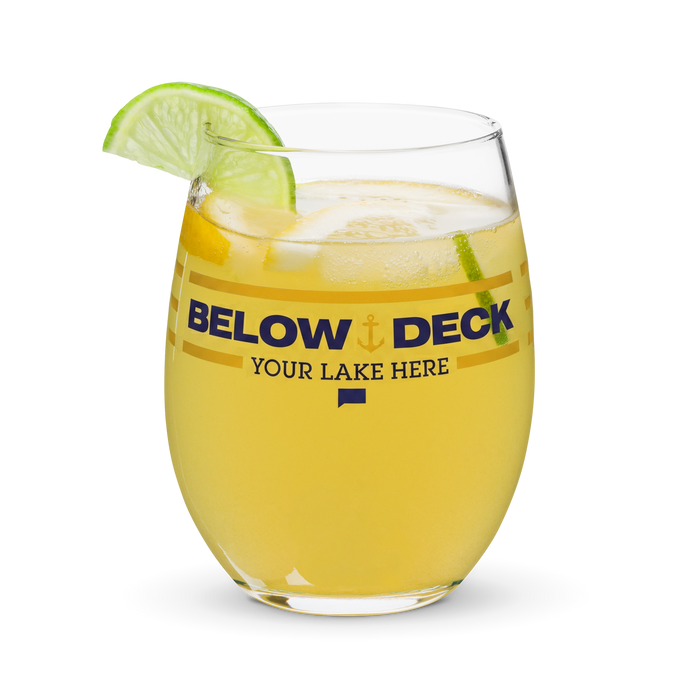 Below Deck Wine Glass Personalized Lake