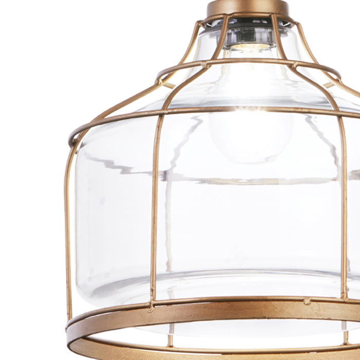 Bernadette Brass Metal and Clear Glass Pendant Lamp