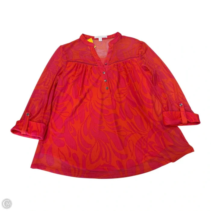 Blouse 3/4 Sleeve By Clothes Mentor In Orange & Pink, Size: M
