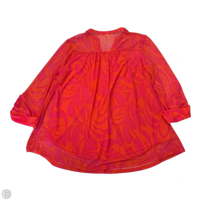 Blouse 3/4 Sleeve By Clothes Mentor In Orange & Pink, Size: M