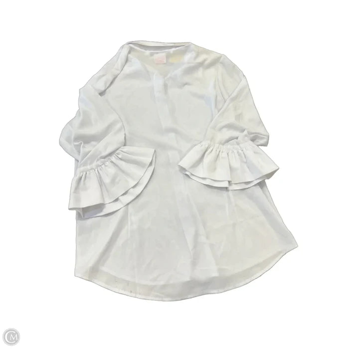Blouse Long Sleeve By Gretchen Scott In White, Size: L